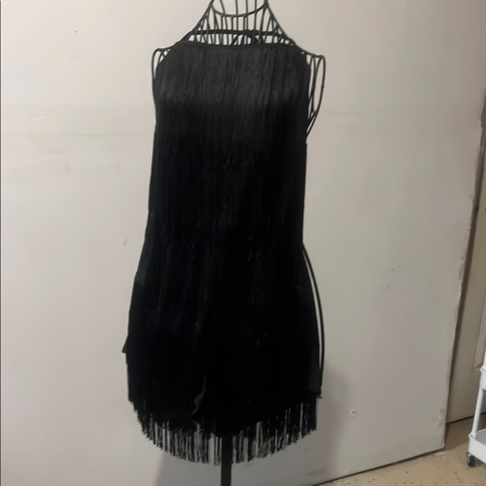Black Tiered Halter Mini Dress